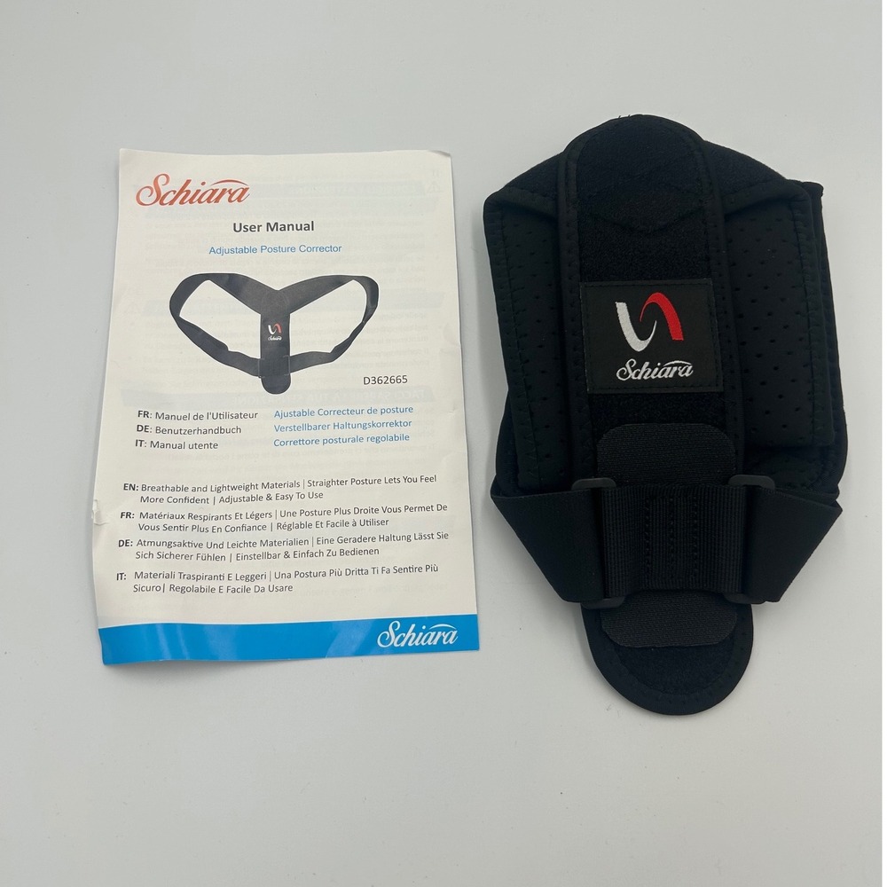 Schiara Adjustable Posture Corrector D362665 Black Breathable Back Support Brace